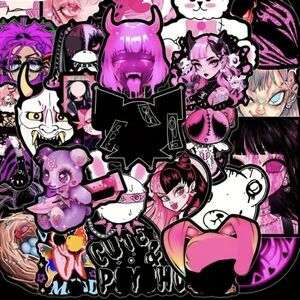 Gothic Sticker Collection in Pink and Black 15 Pack